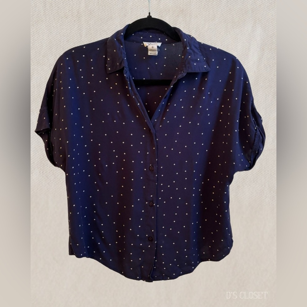 Navy Blue Polka Dot Women's Top